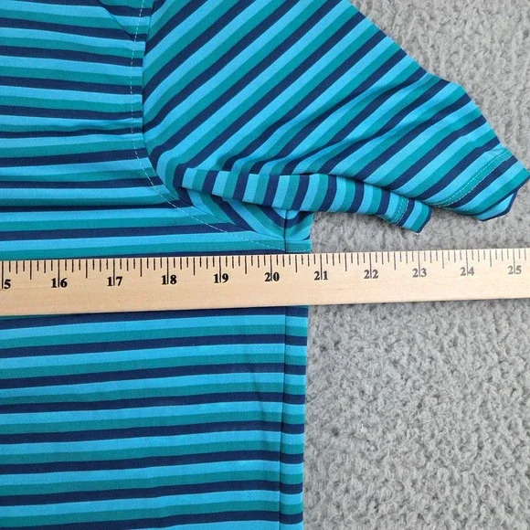 Greyson Polo Shirt Mens Small Blue Striped Logo Stretch Golf Short Sleeve - Picture 3 of 6